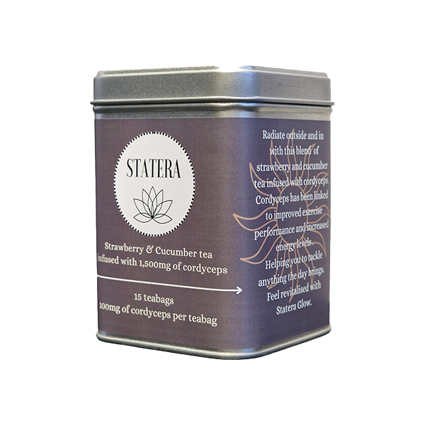 Sustainable Statera Glow tea packaging handcrafted in UK