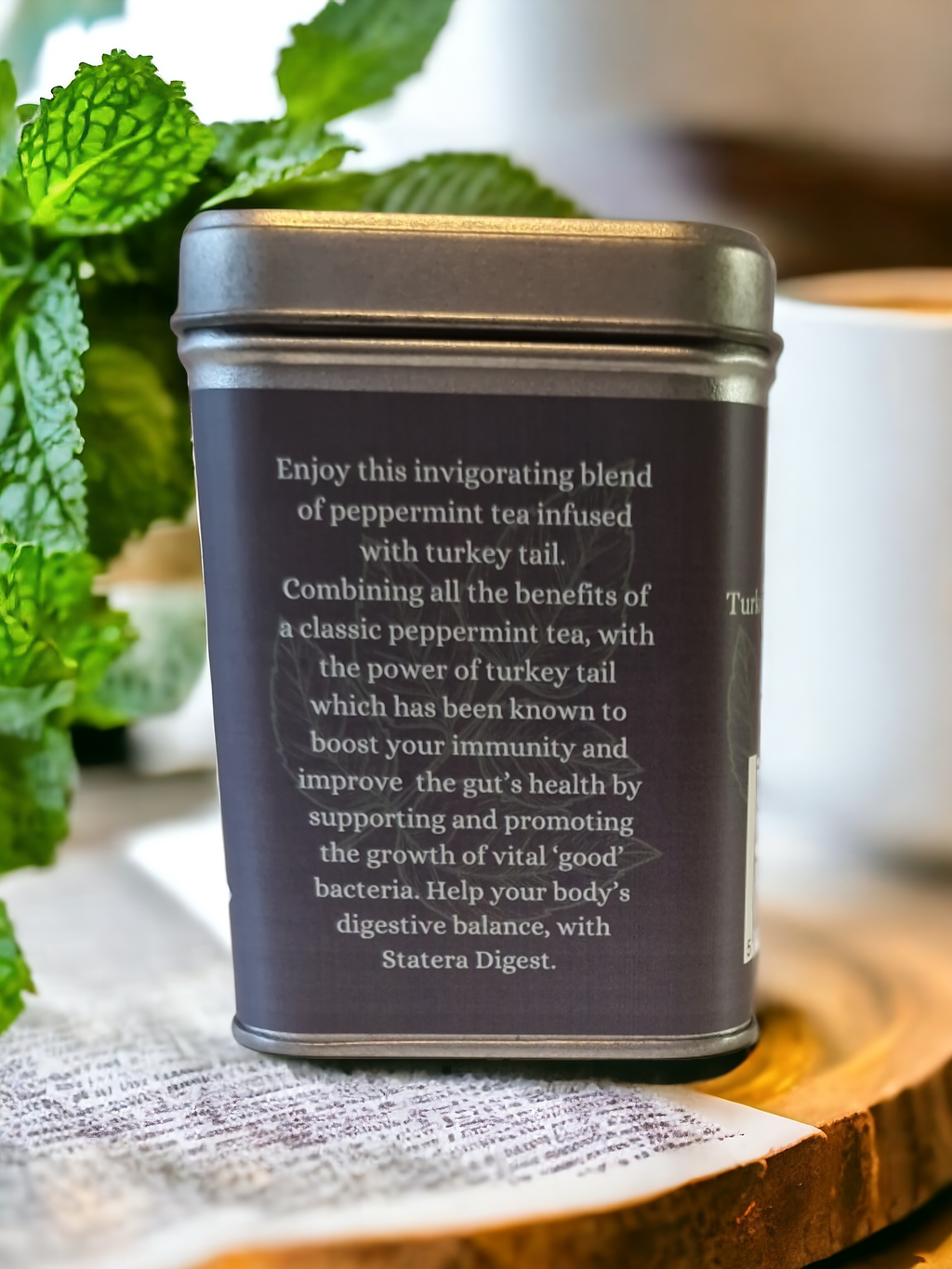 Biodegradable tea bags containing premium turkey tail mushroom extract